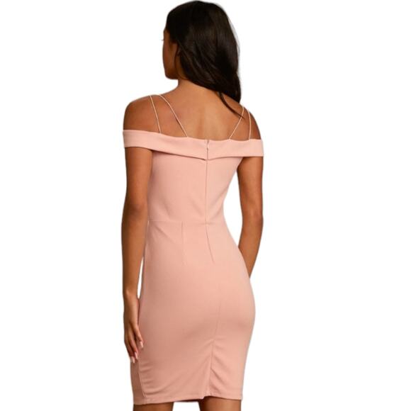Lulus Womens Reason To Celebrate Dress Large Pink Off Shoulder Bodycon Mini Sexy - Picture 5 of 8